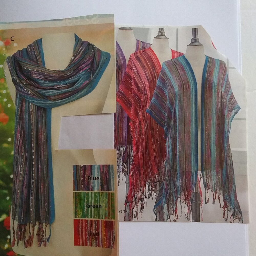 WOMENS CONFETTI KIMONO WITH MATCHING SCARF/BRAND NEW/COLOR BLUE MULTI